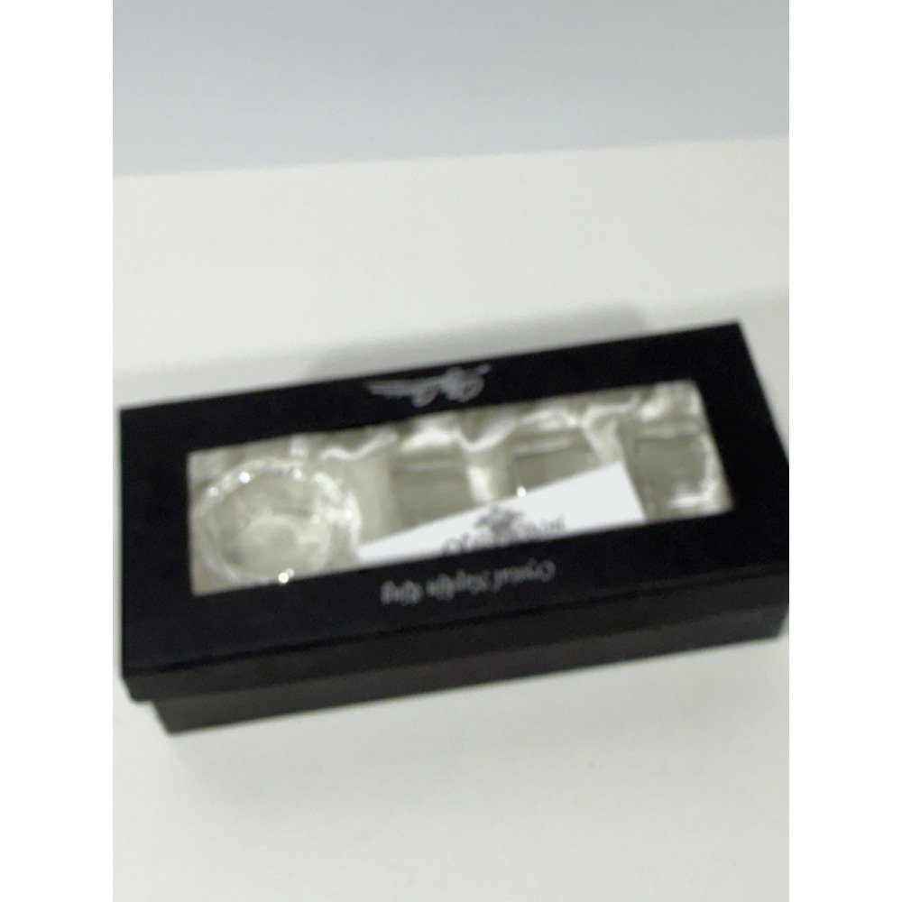 Oleg Cassini Crystal Napkin Rings Set‎ of 4 Clear scalloped Signature Etched